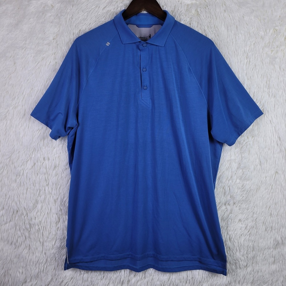 Johnnie O Mens L Barrels Blue Callan‎ Performance Polo Golf Preppy